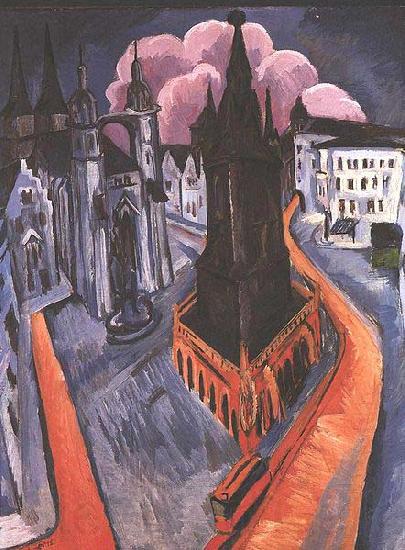 Ernst Ludwig Kirchner The red tower of Halle Norge oil painting art